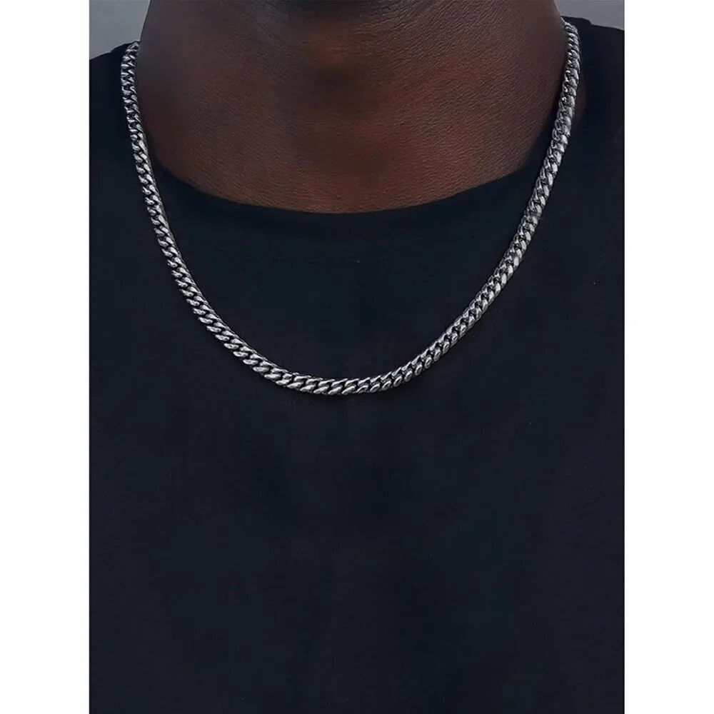 Miami Cuban Link Chain Necklace for Men Stainless Steel or Gold Plated Hip Hop